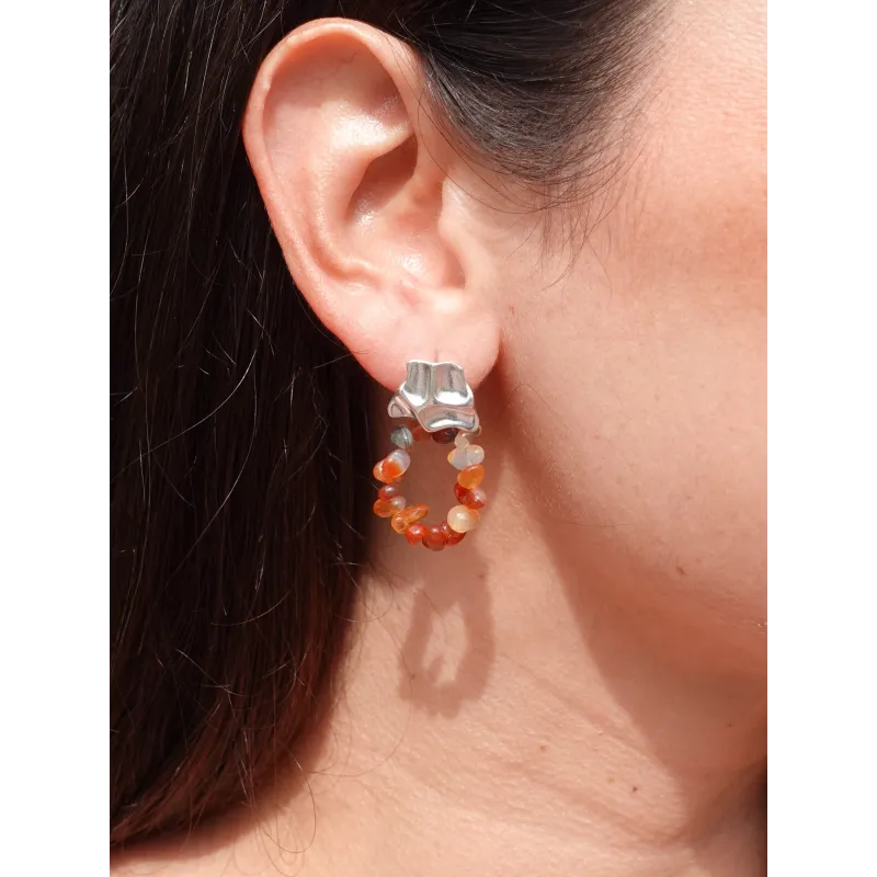 ARETES SUMMER PLATA - CORNALINA