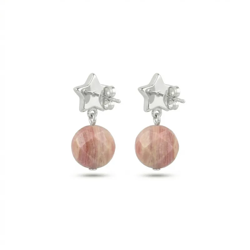 ARETES STAR BORN PLATA - RODONITA
