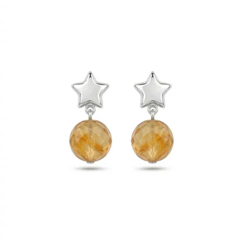 ARETES STAR BORN PLATA - AGATA AMARILLA