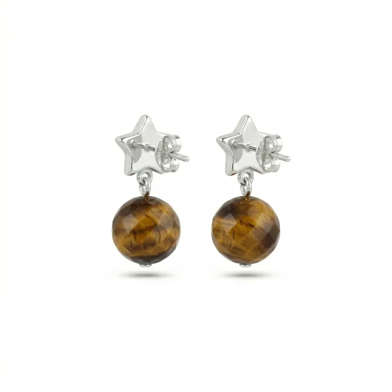 ARETES STAR BORN PLATA - OJO DE TIGRE