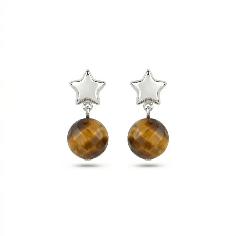 ARETES STAR BORN PLATA - OJO DE TIGRE