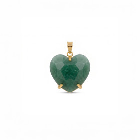 DIJE CURVED HEART FACETADO - CUARZO VERDE