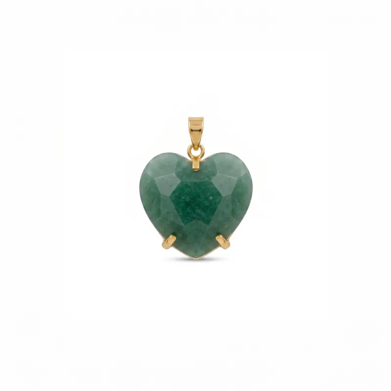DIJE CURVED HEART FACETADO - CUARZO VERDE