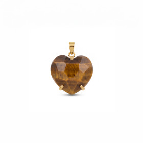 DIJE CURVED HEART FACETADO - OJO DE TIGRE