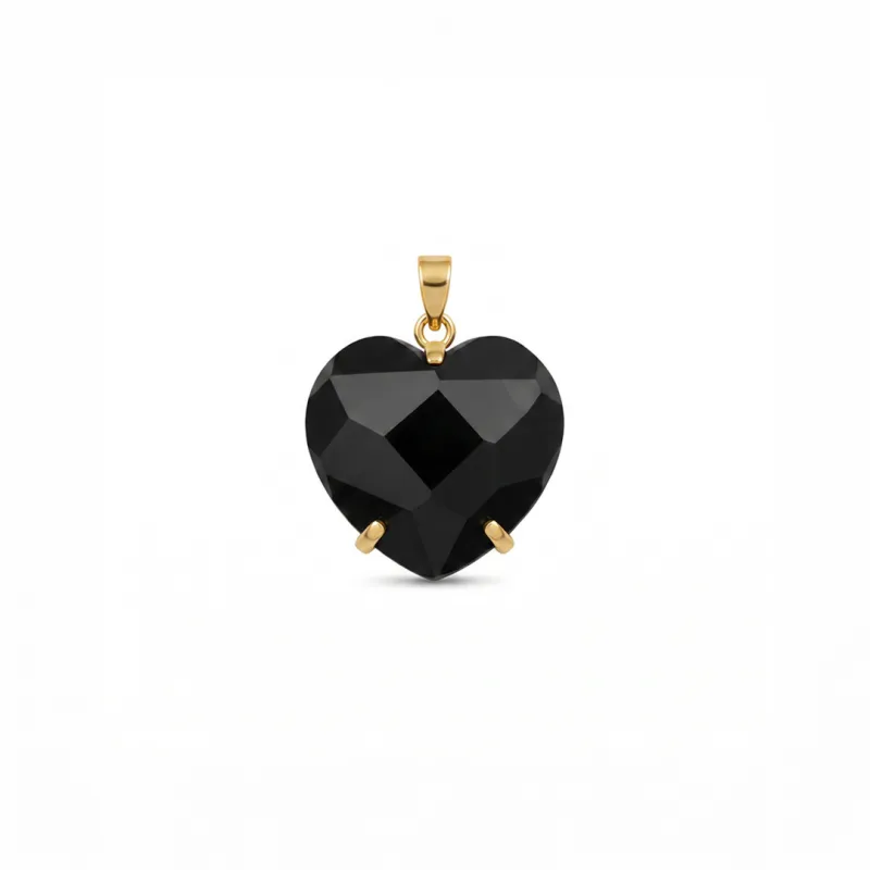 DIJE CURVED HEART FACETADO - ONIX
