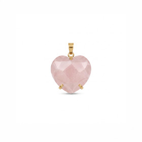 DIJE CURVED HEART FACETADO - CUARZO ROSA