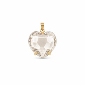 DIJE CURVED HEART FACETADO - CUARZO AHUMADO