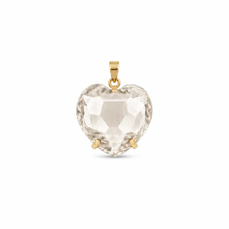 DIJE CURVED HEART FACETADO - CUARZO AHUMADO