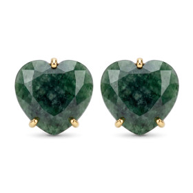 ARETES CURVED HEART FACETADO - CUARZO VERDE