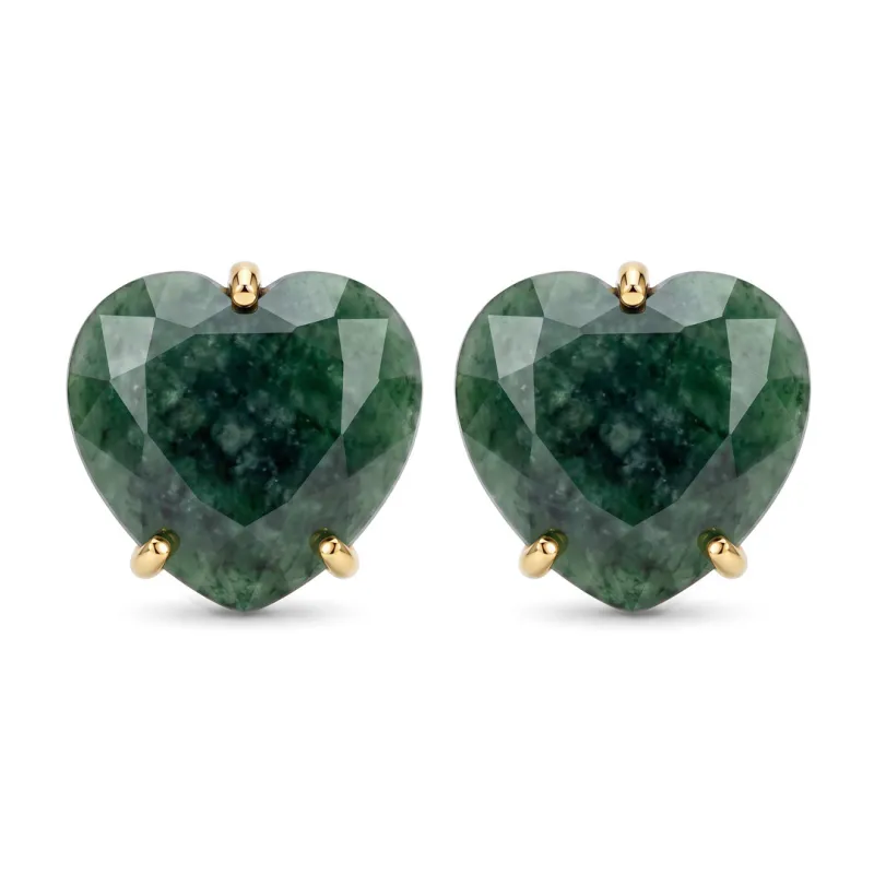 ARETES CURVED HEART FACETADO - CUARZO VERDE