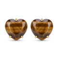 ARETES CURVED HEART FACETADO - OJO DE TIGRE