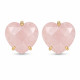 ARETES CURVED HEART FACETADO - CUARZO ROSA